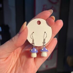 Handmade Cute Purple Mushroom Dangle Earrings
